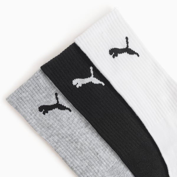 Men's Half-Terry Crew-Length Socks [3 Pairs], GREY / BLACK, extralarge